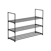 HAOYYE 3-Tier Shoe Rack Shelf Organizer with Sturdy Metal Frame and Open Design for Entryway Bedroom Hallway and Closet Space-Saving Black Shoe Storage Tower for Daily Footwear Display and Organization